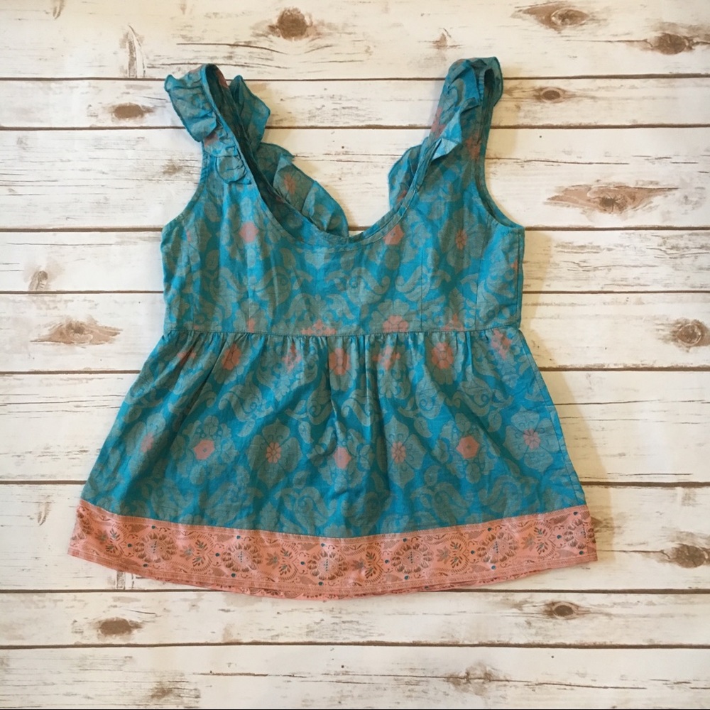Edme & Esyllte Ruffle Lace Turquoise Top Size 2 - Picture 13 of 13